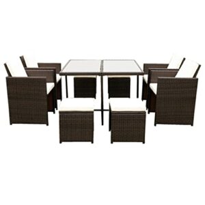 ljmxg 9 piece patio dining sets outdoor space saving rattan chairs with glass table patio furniture sets padded.