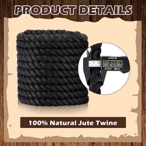 Jenaai Twisted Cotton Rope 1 Inch x 50 Feet Triple Strand Rope Soft Thick Rope Black Rope for Indoor Outdoor Use, Crafts, Decoration, Plant Hanger and More