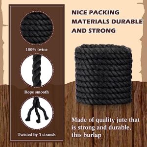 Jenaai Twisted Cotton Rope 1 Inch x 50 Feet Triple Strand Rope Soft Thick Rope Black Rope for Indoor Outdoor Use, Crafts, Decoration, Plant Hanger and More