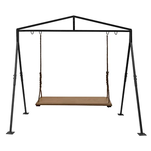 441 LBS 2 Seat Porch Swing Stand Heavy Duty Metal Hammock Chair Frame Hanging Swing Frame Stand Black Steel Outdoor A-Frame Swing Stand Indoor Hammock Stand for Kids and Adult