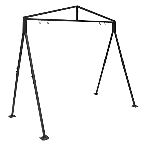 441 LBS 2 Seat Porch Swing Stand Heavy Duty Metal Hammock Chair Frame Hanging Swing Frame Stand Black Steel Outdoor A-Frame Swing Stand Indoor Hammock Stand for Kids and Adult