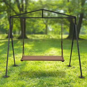 441 LBS 2 Seat Porch Swing Stand Heavy Duty Metal Hammock Chair Frame Hanging Swing Frame Stand Black Steel Outdoor A-Frame Swing Stand Indoor Hammock Stand for Kids and Adult