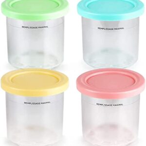 Sduck Containers Replacement Pints and Lids - Compatible with Ninja Creami Pints And Lids NC301 NC300 NC299AMZ Series ONLY (4 Pack - Blue, Pink, Green, Yellow)