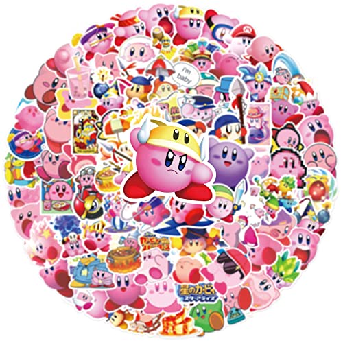 100Pcs Cute Cortoon Game Kirby Stickers Cartoon Kirby Star Sticker for Water Bottle Vinyl Waterproof Stickers for Kids Teens Adults Laptop Skateboard (Kirb)