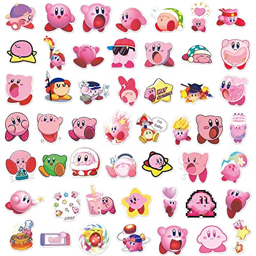 100Pcs Cute Cortoon Game Kirby Stickers Cartoon Kirby Star Sticker for Water Bottle Vinyl Waterproof Stickers for Kids Teens Adults Laptop Skateboard (Kirb)