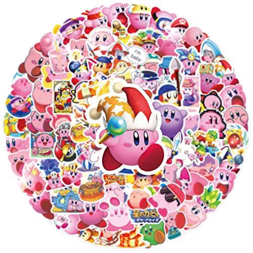 100Pcs Cute Cortoon Game Kirby Stickers Cartoon Kirby Star Sticker for Water Bottle Vinyl Waterproof Stickers for Kids Teens Adults Laptop Skateboard (Kirb)