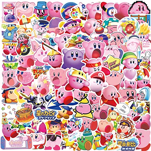 100Pcs Cute Cortoon Game Kirby Stickers Cartoon Kirby Star Sticker for Water Bottle Vinyl Waterproof Stickers for Kids Teens Adults Laptop Skateboard (Kirb)