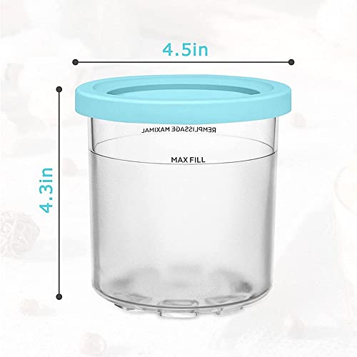 New Ice Cream Pints Containers|2/4 Packs Containers with Lids Replacements for Ninja Creami Pints,With NC301 NC300 NC299AMZ Series Ice Cream Maker (C)