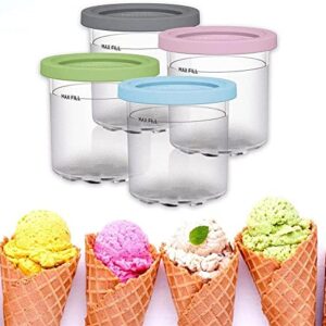 New Ice Cream Pints Containers|2/4 Packs Containers with Lids Replacements for Ninja Creami Pints,With NC301 NC300 NC299AMZ Series Ice Cream Maker (C)