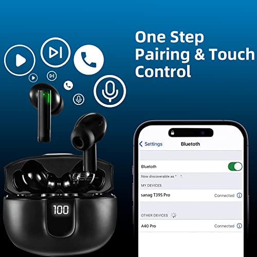 Wireless Earbuds, 2pack 50Hrs Playtime Bluetooth Earbuds Built in Noise Cancellation Mic with Charging Case, Bluetooth Headphones with Stereo Sound, IPX7 Waterproof Ear Buds for iPhone and Android