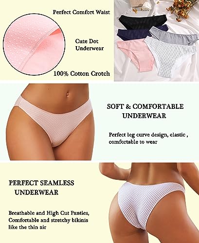 Knowyou Womens Underwear Cotton Cheeky Panties for Women Cute Stretch Bikini Breathable Panties for Ladies 6Pack