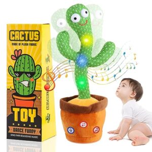 baby toys talking cactus toy dancing singing mimicking recording moving educational with 120 english songs 6-12 months old toddler boy girl newborn christmas birthday light up plush sensory gifts