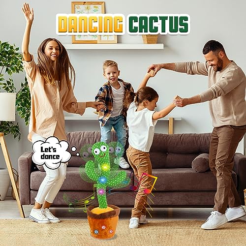 Baby Toys Talking Cactus Toy Dancing Singing Mimicking Recording Moving Educational with 120 English Songs 6-12 Months Old Toddler Boy Girl Newborn Christmas Birthday Light Up Plush Sensory Gifts