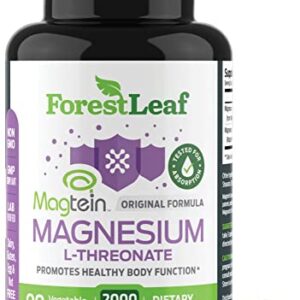 Magnesium L-Threonate Capsules - 2000mg Original Magtein Formula - Patented & Clinically Studied Magnesium Supplement for Focus, Memory, Brain & Sleep Support, Mag Threonate for Women & Men (90 Count)