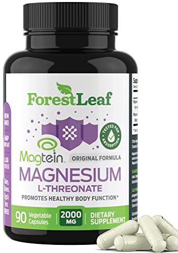 Magnesium L-Threonate Capsules - 2000mg Original Magtein Formula - Patented & Clinically Studied Magnesium Supplement for Focus, Memory, Brain & Sleep Support, Mag Threonate for Women & Men (90 Count)