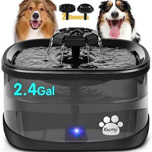 kastty 300oz/9l dog water fountain extra large automatic pet water dispenser with 3 flow modes& xl larger filter& smart led pump, bpa-free, quiet, perfect for large dogs and multiple pet families