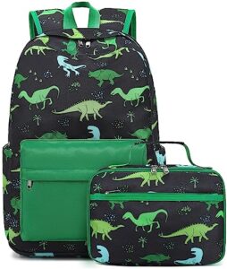 bluboon preschool backpack kids boy kindergarten backpack with lunch box school book bags for elementary primary schooler（green dinosaur