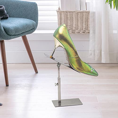 Gazechimp Shoes Display Shelves Shoes Display Riser Free Standing Thickened Stainless Steel Sandals Display Stand for Window Display Shows Cabinet Store, Gold with Short