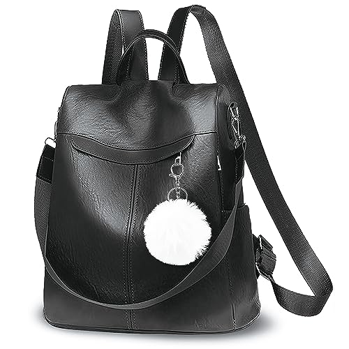 Ecoyin Backpack Purse for Women Fashion Leather Anti-theft Backpacks Ladies PU Handbags Travel Casual Shoulder Bags Black