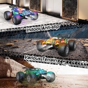 BAZOLOTA RC Car, 1:18 Scale All Terrain RC Truck, 2WD 20Km/h Remote Control Car, Remote Control Truck with LedLight and Two Rechargeable Batteries, Monster Truck Off Road Racing Car for Kid and Adult