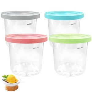 16 oz ice cream pints ice cream containers and lids,creami pint containers color lids ice cream storage containers bpa-free & dishwasher safe cream pints cup for nc301 nc300 nc299amz series (4pcs)