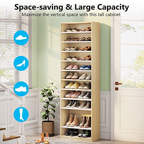 Tribesigns 11-Tier Shoe Storage Cabinet, 70.9" Tall Shoe Rack with Adjustable Sheves, Freestanding Shoe Organizer Cabinet for Entryway,Closet, Living Room