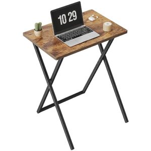 cubicubi folding desk, 23.62 inch small computer desk, writing desk, space saving foldable table for small spaces, rustic brown