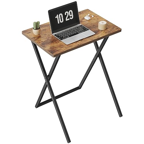 CubiCubi Folding Desk, 23.62 inch Small Computer Desk, Writing Desk, Space Saving Foldable Table for Small Spaces, Rustic Brown