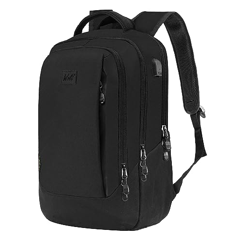 WOLT | Travel Laptop Backpack for Women & Men - airplane approved carry on Business Bag with USB Charging Port, fits 15.6 Inch Notebook (Black)