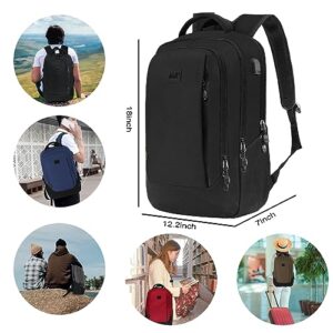 WOLT | Travel Laptop Backpack for Women & Men - airplane approved carry on Business Bag with USB Charging Port, fits 15.6 Inch Notebook (Black)