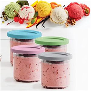 ice cream pint containers, for ninja creamy pints and lids - 4 pack, ice cream pint cooler reusable,leaf-proof compatible nc301 nc300 nc299amz series ice cream maker