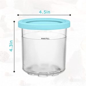 Ice Cream Pint Containers, for Ninja Creamy Pints and Lids - 4 Pack, Ice Cream Pint Cooler Reusable,Leaf-Proof Compatible NC301 NC300 NC299AMZ Series Ice Cream Maker