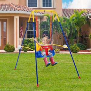 3-in-1 toddler swing, swing set with foldable metal stand and safety belt, baby swings outdoor & indoor for infants to toddler, baby infant swing for swingset, indoor swing for kids 6 month+