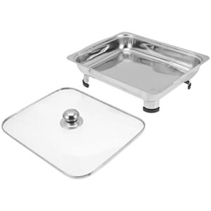 Metal Tray Chafing Dish Buffet Set: Buffet Pan Stainless Steel Food Warmer Trays Food Pan Buffet Server with Glass Lid Cover for Wedding Birthday Party Appetizer Serving Tray