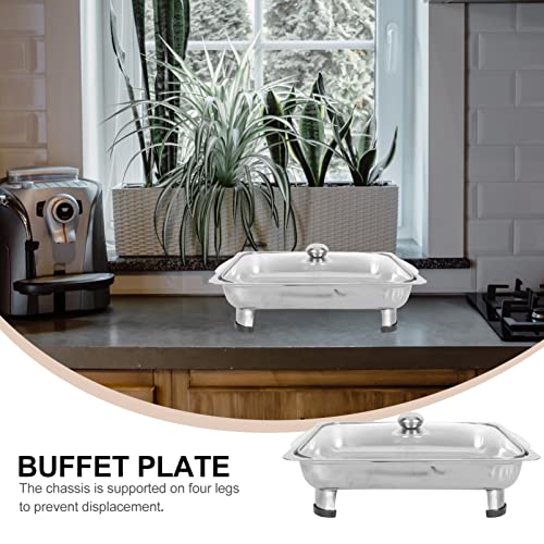 Metal Tray Chafing Dish Buffet Set: Buffet Pan Stainless Steel Food Warmer Trays Food Pan Buffet Server with Glass Lid Cover for Wedding Birthday Party Appetizer Serving Tray