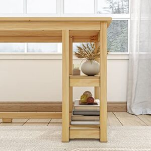 Plank+Beam Solid Wood Corner Desk with Shelves, L-Shaped Desk for Bedroom, Home Office Study Desk, 55.25 Inch
