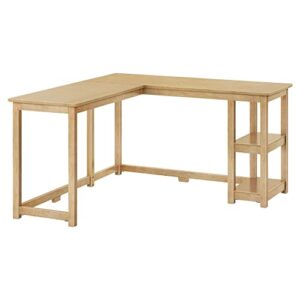 Plank+Beam Solid Wood Corner Desk with Shelves, L-Shaped Desk for Bedroom, Home Office Study Desk, 55.25 Inch