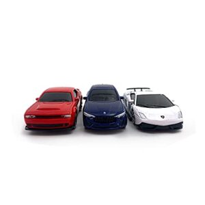 Just For Laughs 6 Diecast Metal Cars, 1:64 Scale Mini Cars, Officially Licensed - Lamborghini Gallardo Superleggara, Dodge Challenger, Maserati Levante GTS, Ford GT, Audi R8 Coupe, Volkswagon Golf GTI