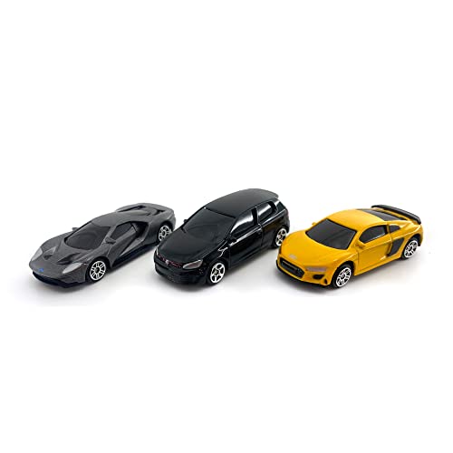 Just For Laughs 6 Diecast Metal Cars, 1:64 Scale Mini Cars, Officially Licensed - Lamborghini Gallardo Superleggara, Dodge Challenger, Maserati Levante GTS, Ford GT, Audi R8 Coupe, Volkswagon Golf GTI