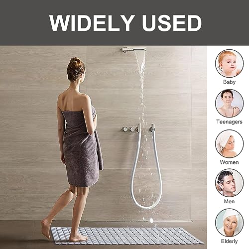 TIJIDE Bathtub mat Non Slip Shower mat, Bath mats for Bathroom Non Slip 35.4 x 15.7 Inch for Bath and Shower Non-Slip use Quick Drain Easy to wash Cut and Store