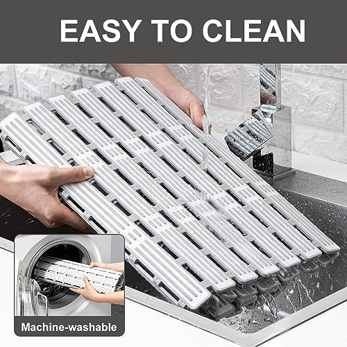 TIJIDE Bathtub mat Non Slip Shower mat, Bath mats for Bathroom Non Slip 35.4 x 15.7 Inch for Bath and Shower Non-Slip use Quick Drain Easy to wash Cut and Store