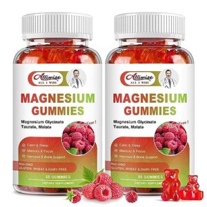 sugar-free magnesium glycinate gummies, complex magnesium supplement 600mg with calcium, magnesium glycinate 300 mg with taurate, malate, coq10, vitamin b6 and d3, supports for memory, calm, mood