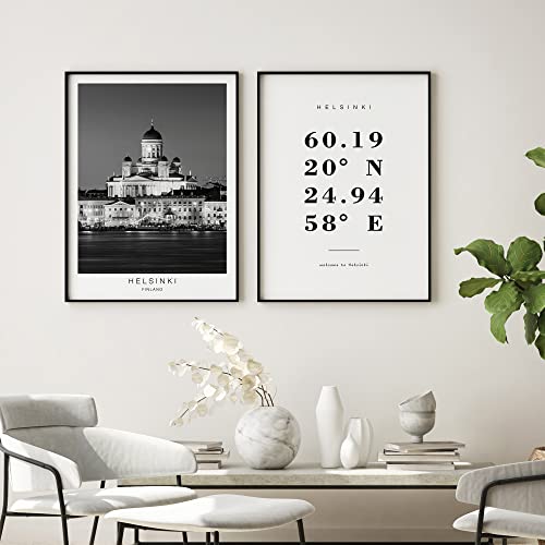 Dear Mapper Helsinki Finland View Abstract Road Modern Map Art Minimalist Painting Black and White Canvas Line Art Print Poster Art Print Poster Home Decor (Set of 3 Unframed) (12x16inch)