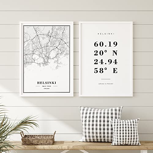 Dear Mapper Helsinki Finland View Abstract Road Modern Map Art Minimalist Painting Black and White Canvas Line Art Print Poster Art Print Poster Home Decor (Set of 3 Unframed) (12x16inch)