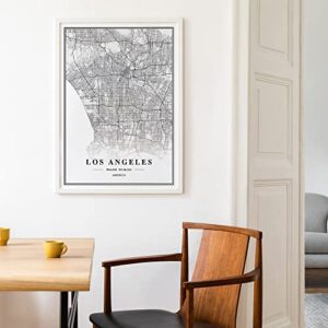 Dear Mapper Los Angeles United States View Abstract Road Modern Map Art Minimalist Painting Black and White Canvas Line Art Print Poster Art Print Poster Home Decor (Set of 3 Unframed) (12x16inch)