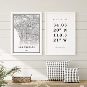 Dear Mapper Los Angeles United States View Abstract Road Modern Map Art Minimalist Painting Black and White Canvas Line Art Print Poster Art Print Poster Home Decor (Set of 3 Unframed) (12x16inch)