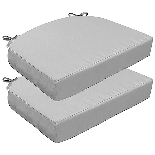 TECOSARA Patio Chair Cushions, Outdoor Seat Cushion Set of 2, Water Resistant Seat Cushions with Ties for Patio Furniture, Round Corner Memory Foam Chair Cushions for Outdoor Furniture