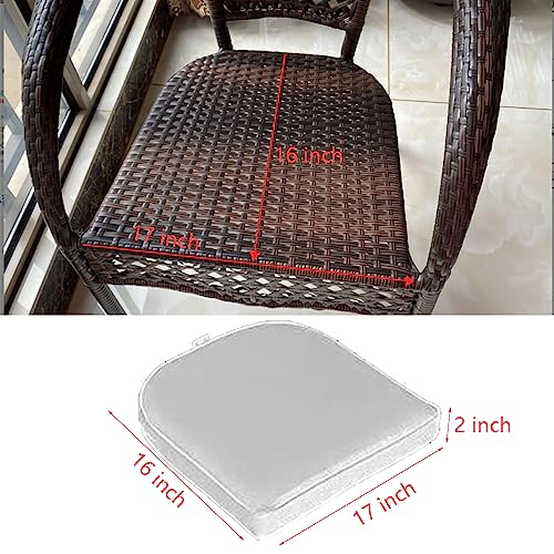 TECOSARA Patio Chair Cushions, Outdoor Seat Cushion Set of 2, Water Resistant Seat Cushions with Ties for Patio Furniture, Round Corner Memory Foam Chair Cushions for Outdoor Furniture