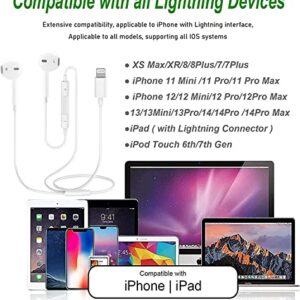 2 Pack Apple Earbuds for iPhone,Wired Headphones with Lightning Connector【Apple MFi Certified】Noise Isolating Earphones for iPhone 14/14 Pro/13/12/11/XR/XS/X/8/7 (Built-in Microphone & Volume Control)