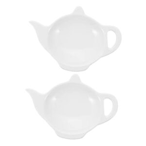 upkoch 2pcs ceramic tea bag saucer snail decor mini accessories mini teapot tea bag dispenser tea bag tray teabag rest teabag dishes delicate teabag holder teabag tray white ceramics dip
